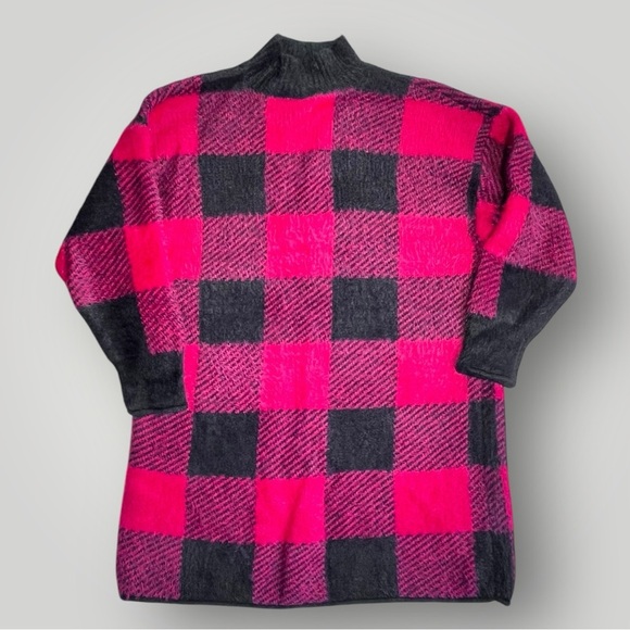 SO Sweaters - SO Red/Black Checkered Fluffy Soft Long Sweater